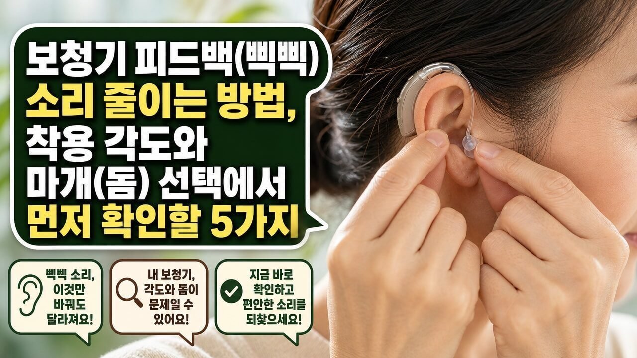 보청기 피드백(삑삑) 소리 줄이는 방법, 착용 각도와 마개(돔) 선택에서 먼저 확인할 5가지