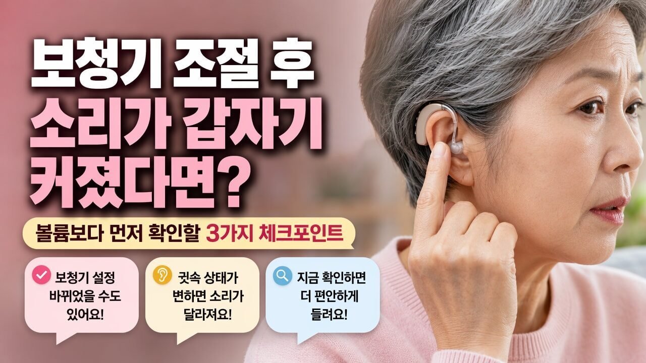 보청기 조절 후 소리가 갑자기 커졌다면? 볼륨보다 먼저 확인할 3가지 체크포인트