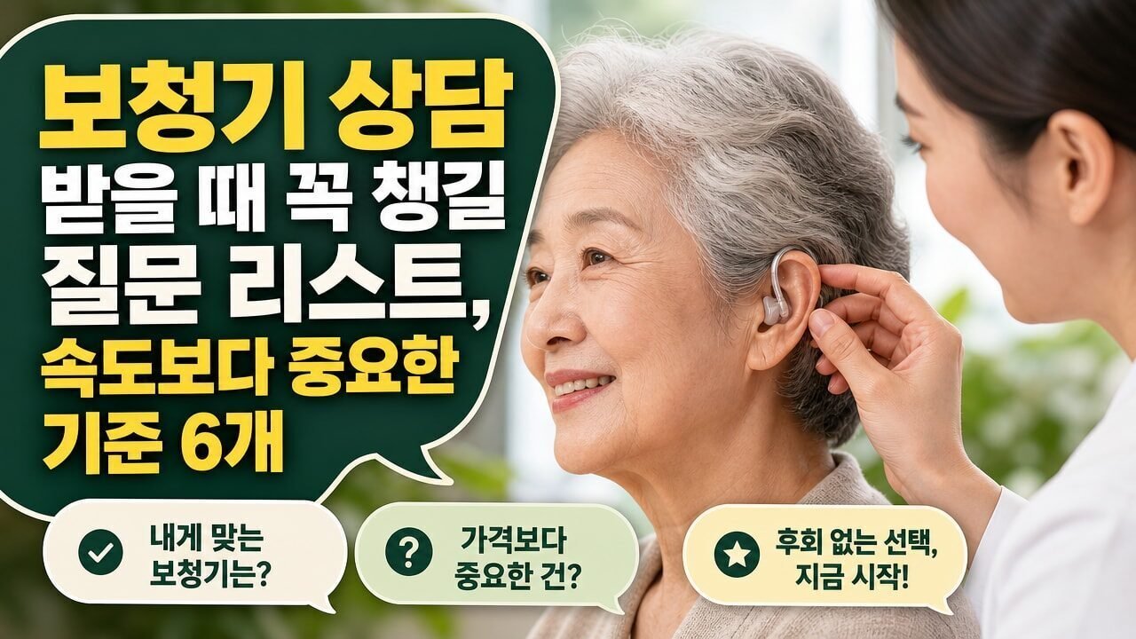 보청기 상담 받을 때 꼭 챙길 질문 리스트, 속도보다 중요한 기준 6개