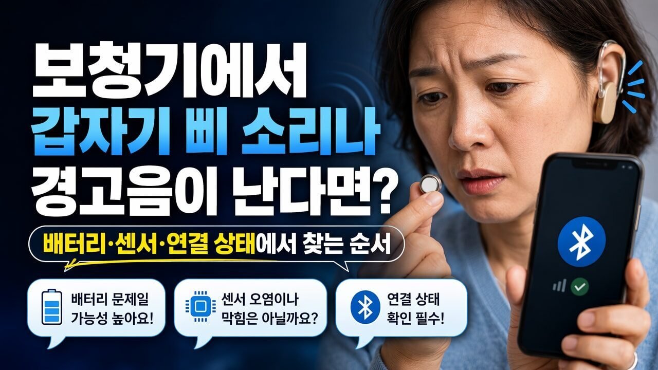 보청기에서 갑자기 삐 소리나 경고음이 난다면? 배터리·센서·연결 상태에서 찾는 순서