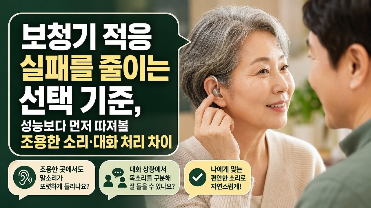 보청기 적응 실패를 줄이는 선택 기준, 성능보다 먼저 따져볼 조용한 소리·대화 처리 차이
