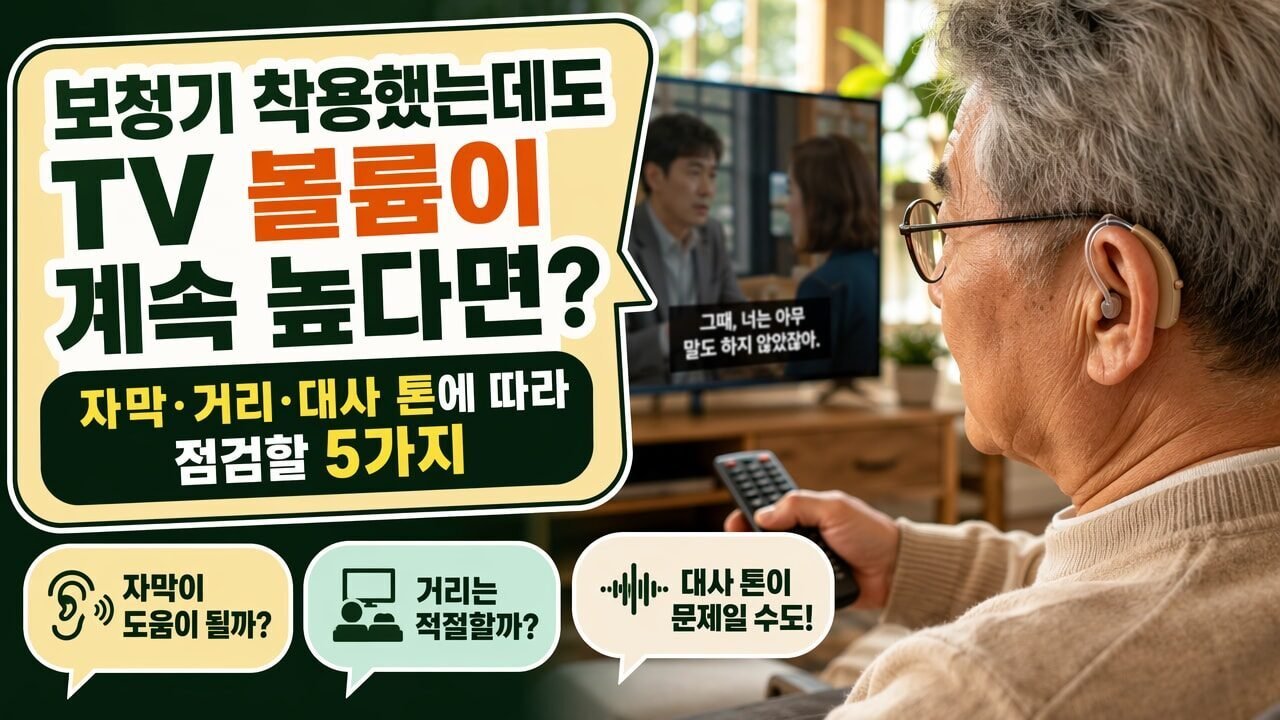 보청기 착용했는데도 TV 볼륨이 계속 높다면? 자막·거리·대사 톤에 따라 점검할 5가지