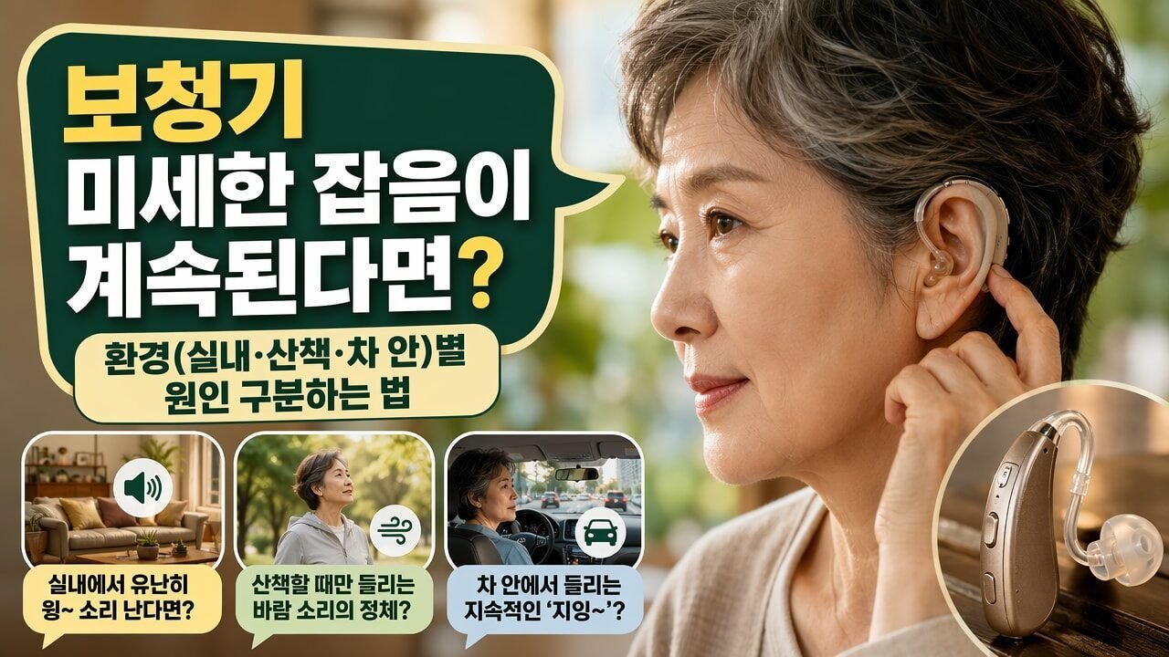 보청기 미세한 잡음이 계속된다면? 환경(실내·산책·차 안)별 원인 구분하는 법