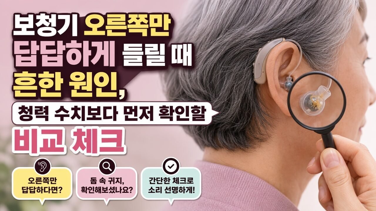 보청기 오른쪽만 답답하게 들릴 때 흔한 원인, 청력 수치보다 먼저 확인할 비교 체크